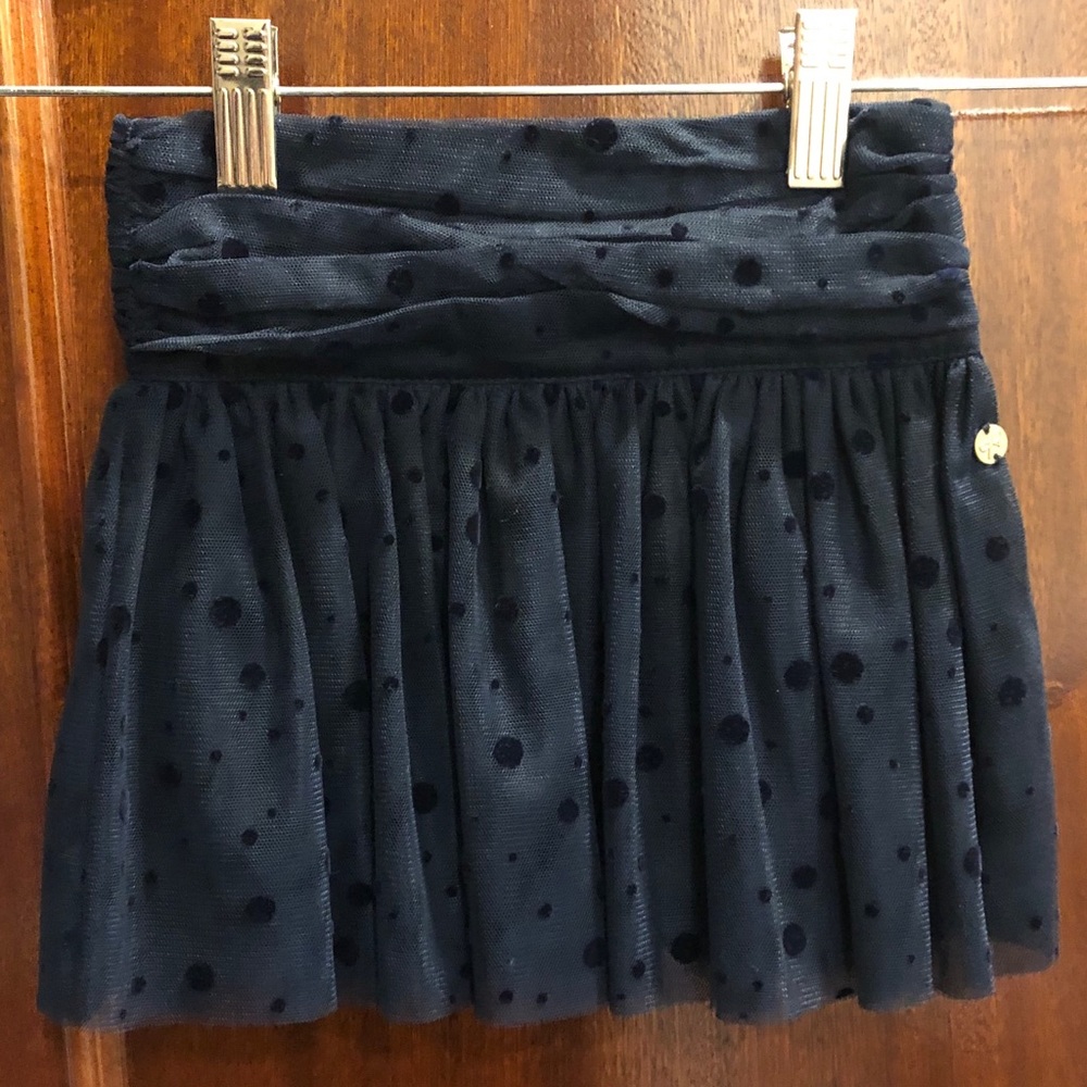 Lili Gaufrette Navy Tulle Swiss Dot Skirt NWT